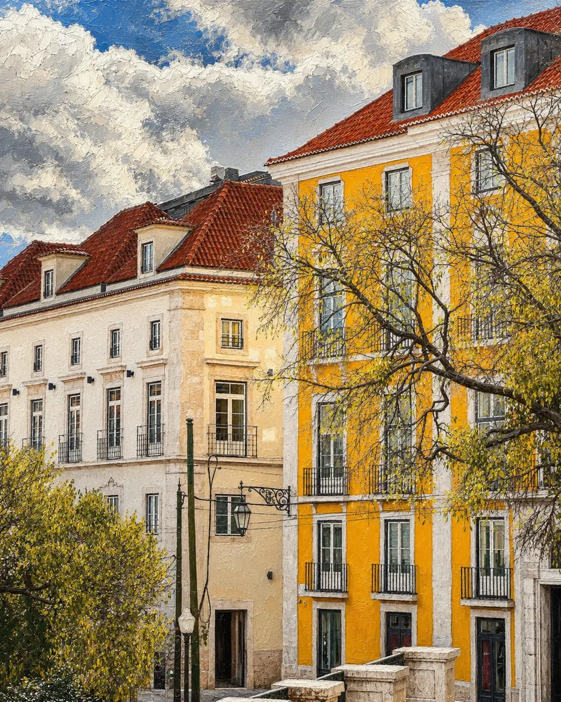 Les Façades jaunes · photographie picturale sur toile, finalisée à la main, Provence